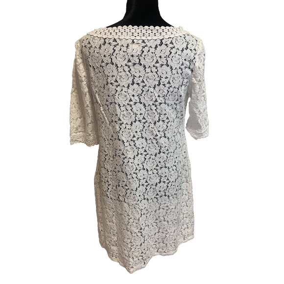 Nicole by Nicole Miller Dress Womens 8 Feminine White Lace Cottage Core Tunic - Picture 2 of 13